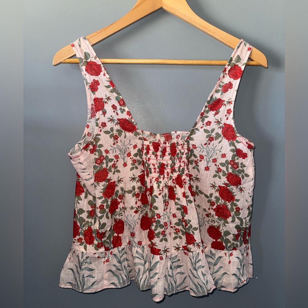 Maeve Pink Floral Smocked Tank Top - Picture 4 of 7
